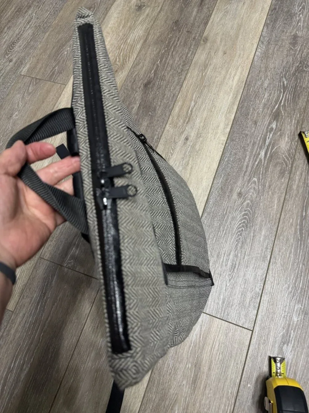 Rickshaw Bagworks Herringbone Zip Top Backpack Grey Made in USA